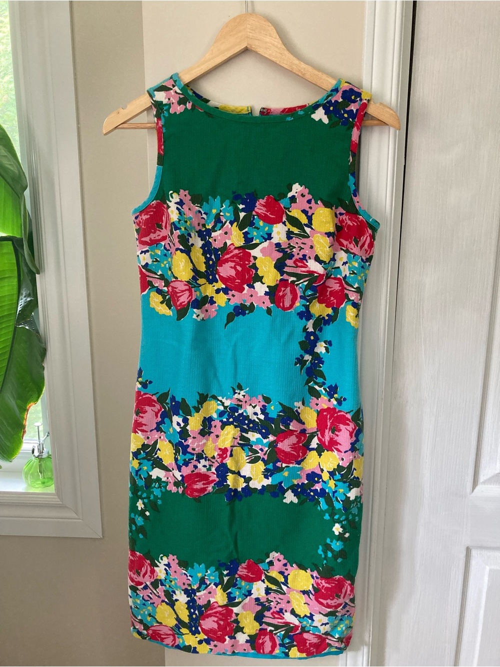 Floral Sheath Dress in Teal & Green